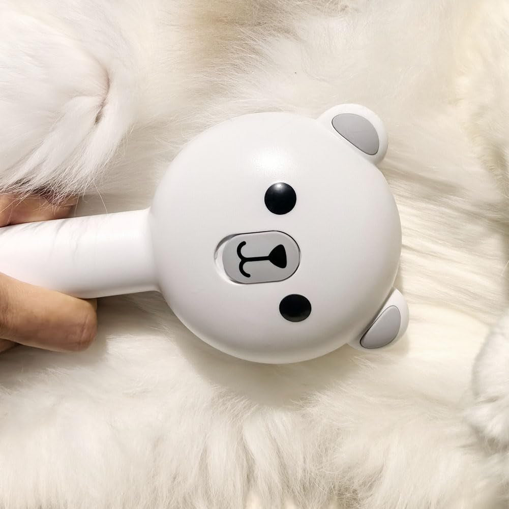 Fortress Pro-Steam Groomer: Bear-Head Self-Cleaning Pet Brush