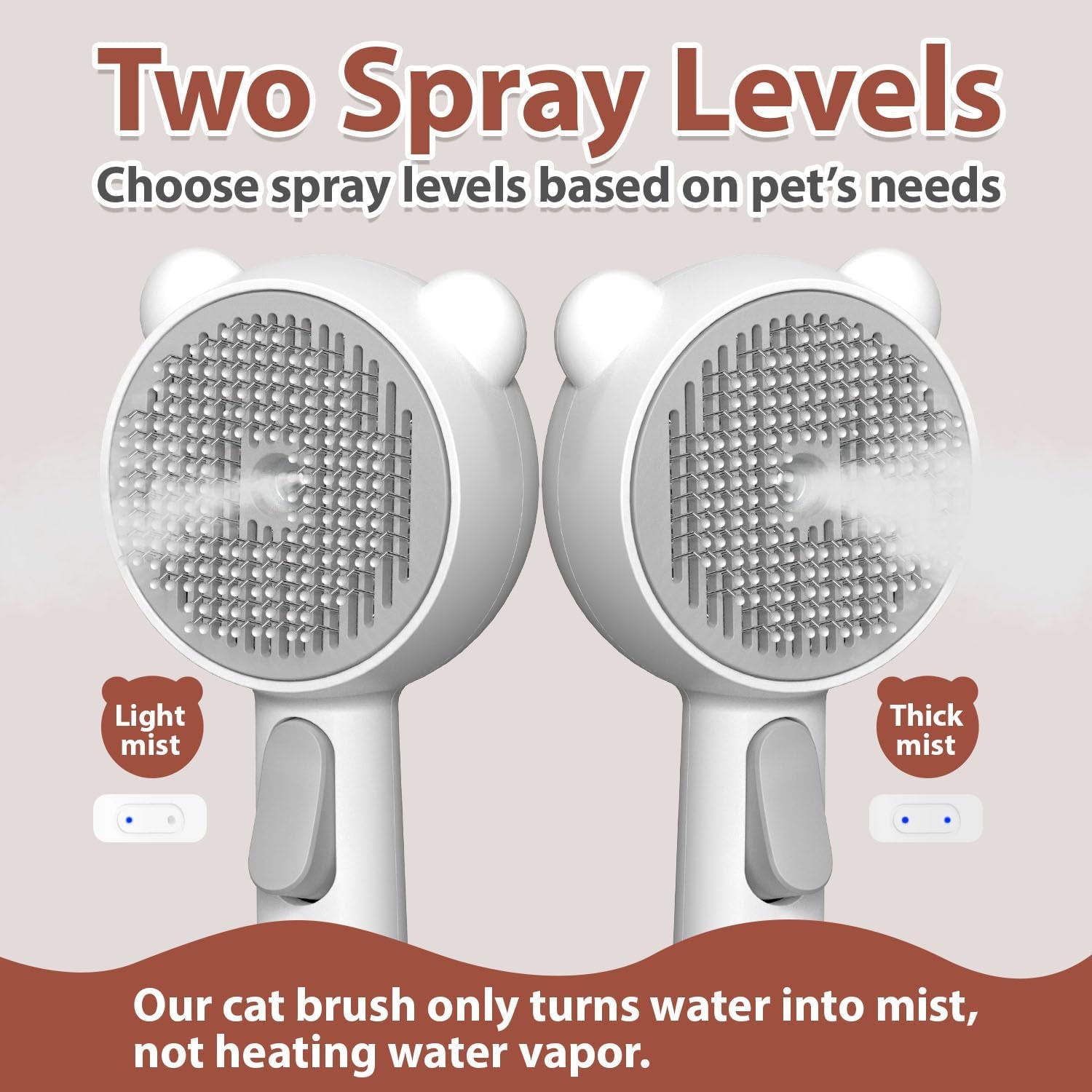 Fortress Pro-Steam Groomer: Bear-Head Self-Cleaning Pet Brush