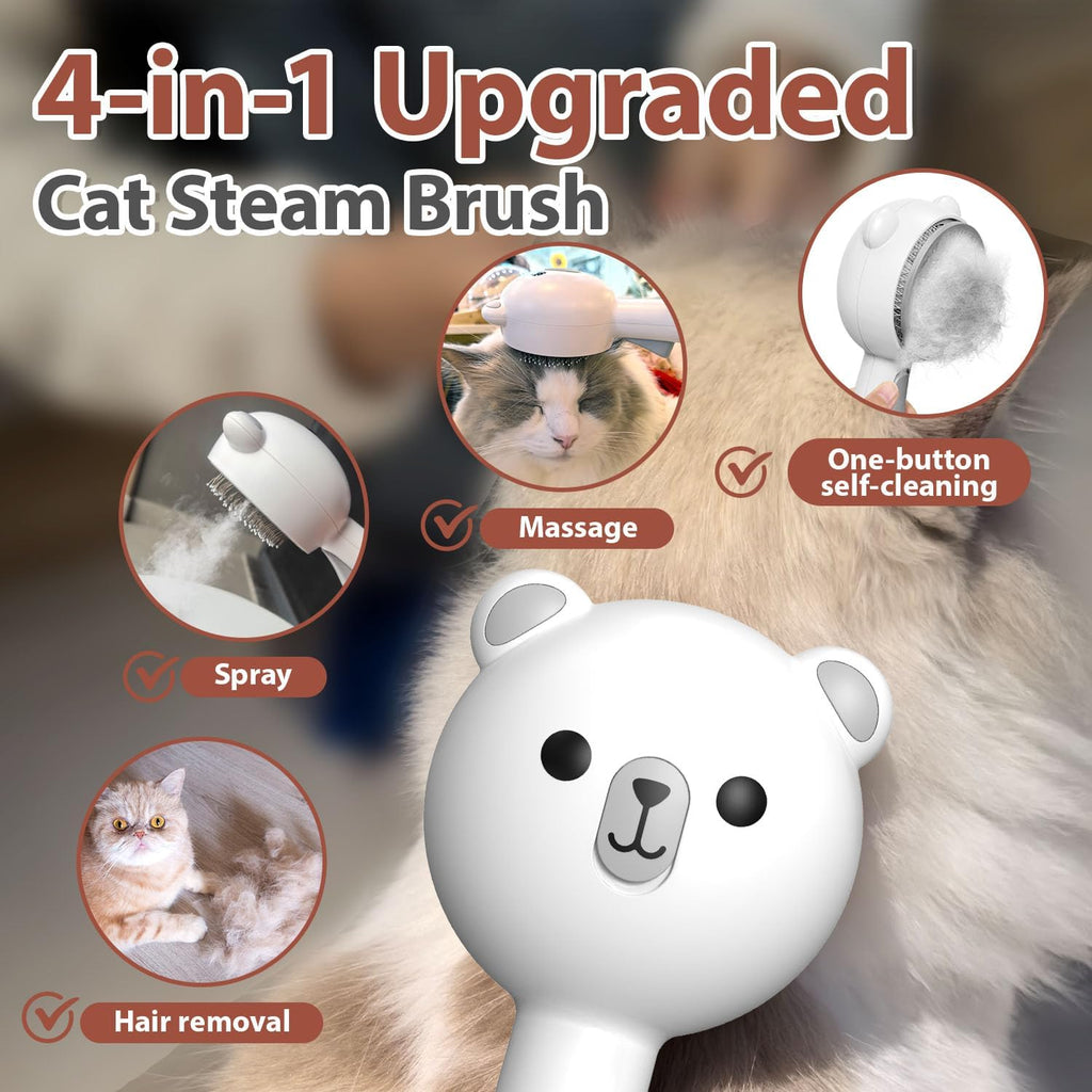 Fortress Pro-Steam Groomer: Bear-Head Self-Cleaning Pet Brush