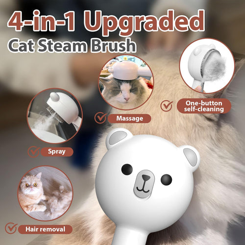 Fortress Pro-Steam Groomer: Bear-Head Self-Cleaning Pet Brush
