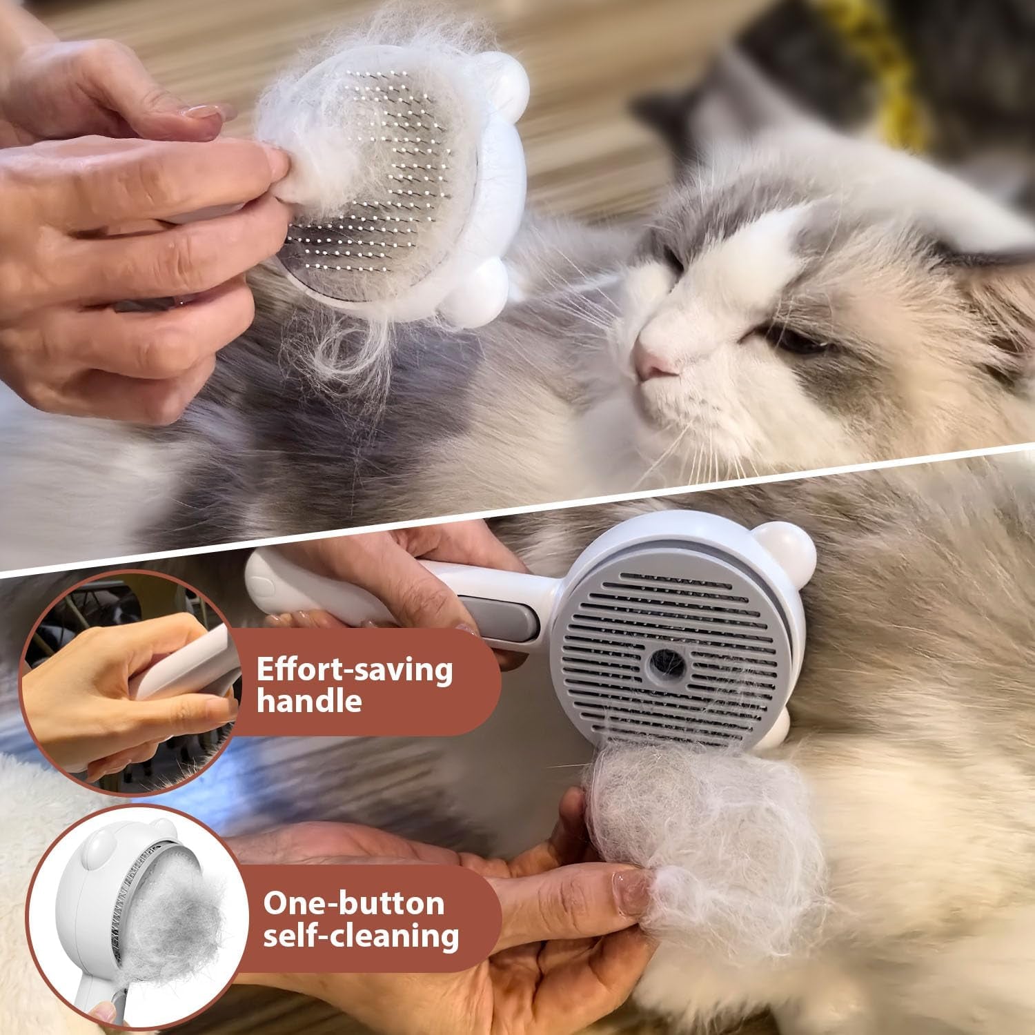 Fortress Pro-Steam Groomer: Bear-Head Self-Cleaning Pet Brush