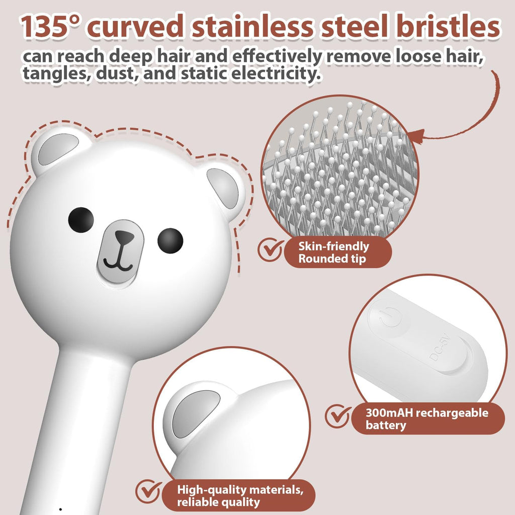 Fortress Pro-Steam Groomer: Bear-Head Self-Cleaning Pet Brush
